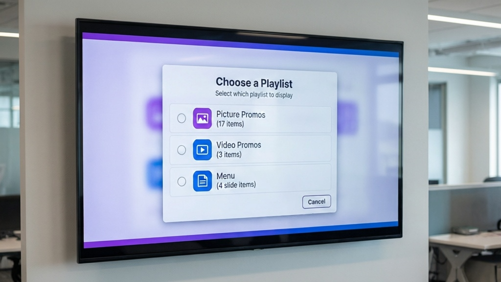 Sign in to the screen and pick a playlist